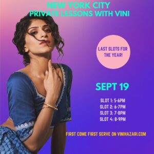 PRIVATE LESSONS WITH VINI NYC SLOT 2 SEPT 19 6-7PM